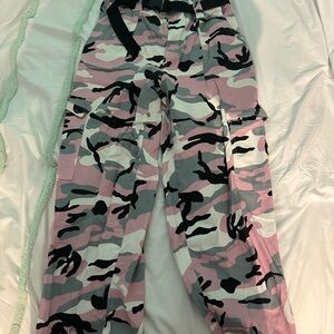 Almost Famous Pink and Black Track Pants